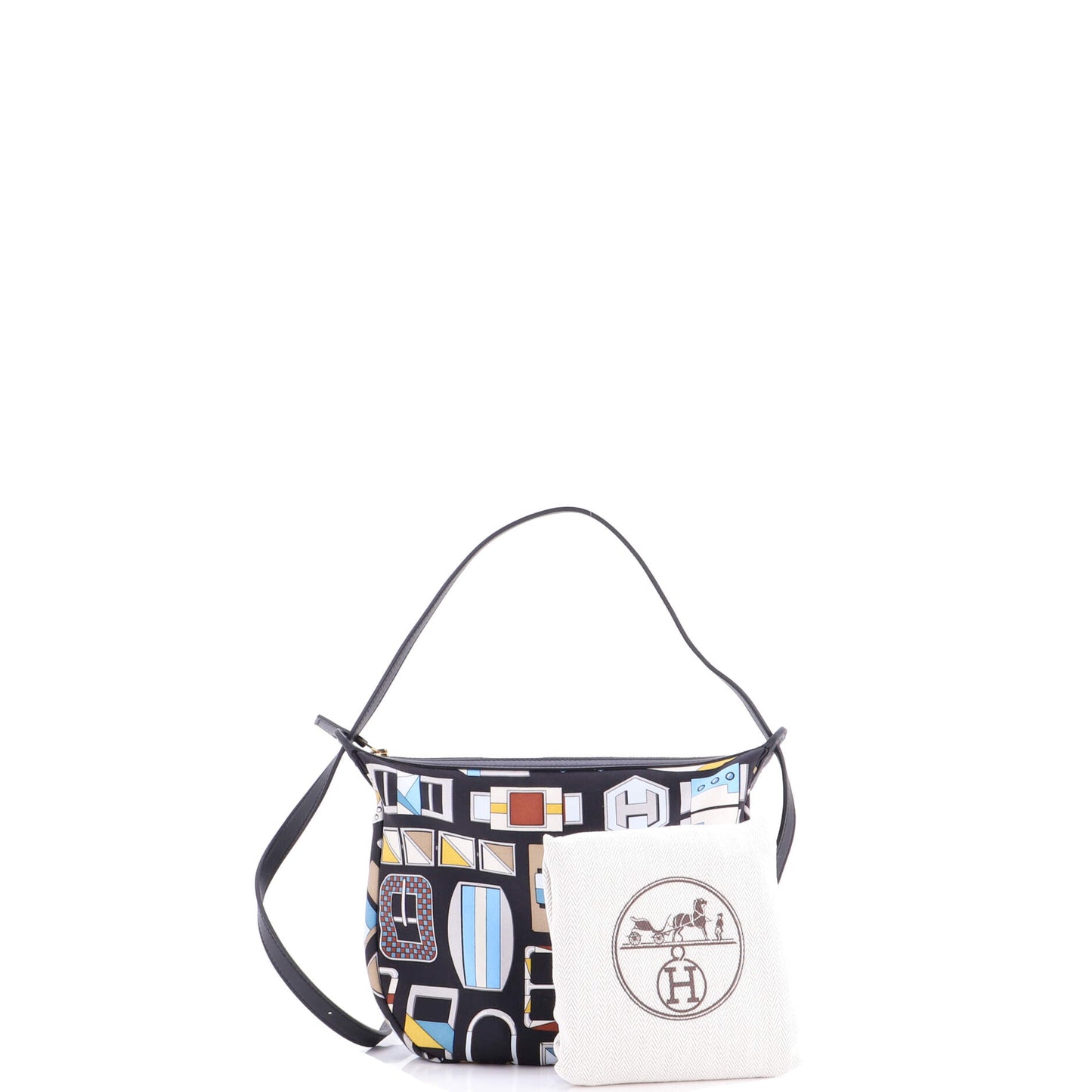 エルメス スルソワ トゥゴー ポーチ プリント シルク＆レザー