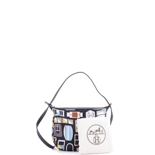 エルメス スルソワ トゥゴー ポーチ プリント シルク＆レザー