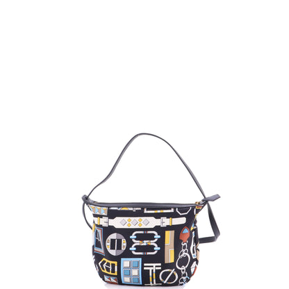 エルメス スルソワ トゥゴー ポーチ プリント シルク＆レザー