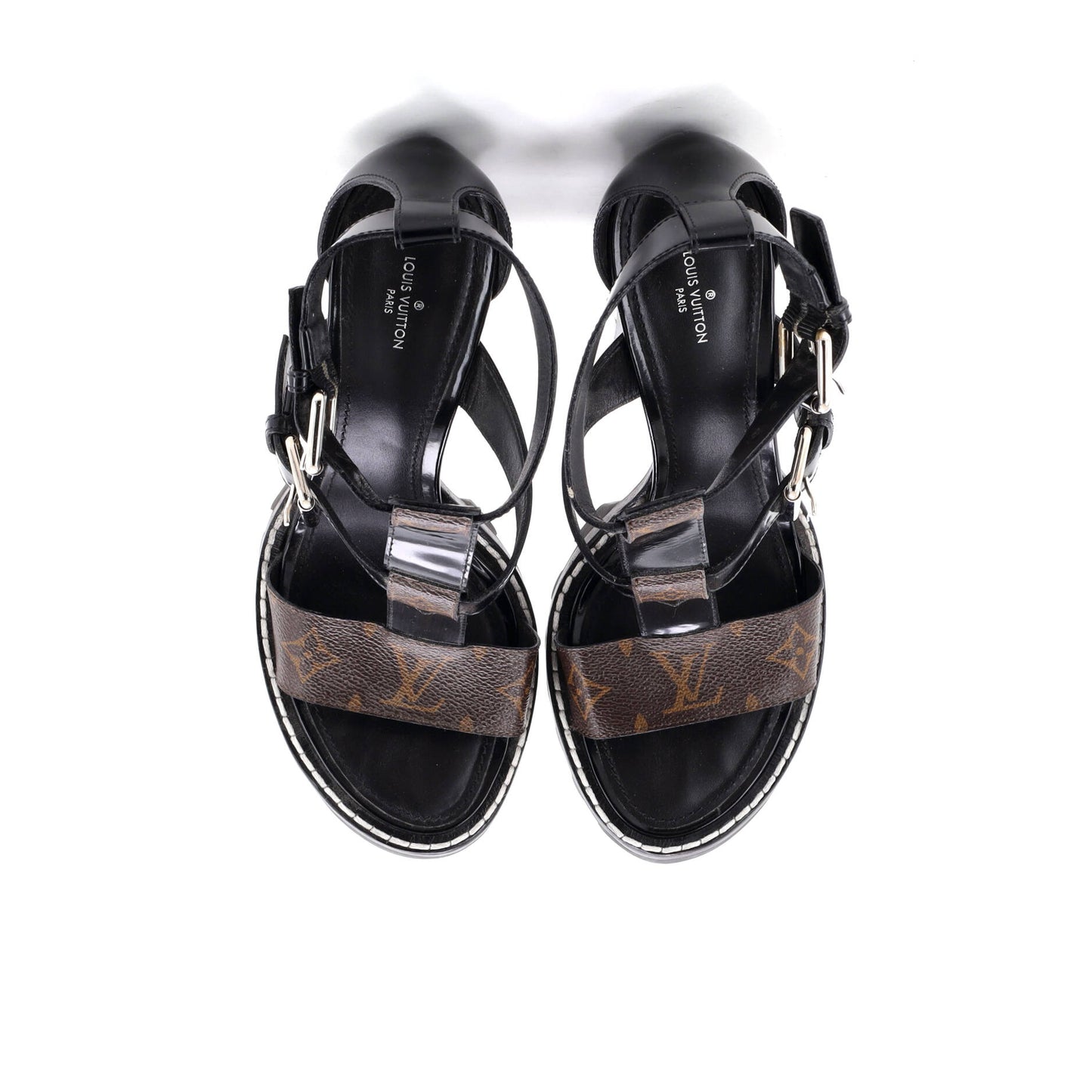 ルイ・ヴィトン レディース スタートレイル バックルヒールサンダル モノグラムキャンバス＆パテント