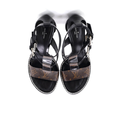 ルイ・ヴィトン レディース スタートレイル バックルヒールサンダル モノグラムキャンバス＆パテント