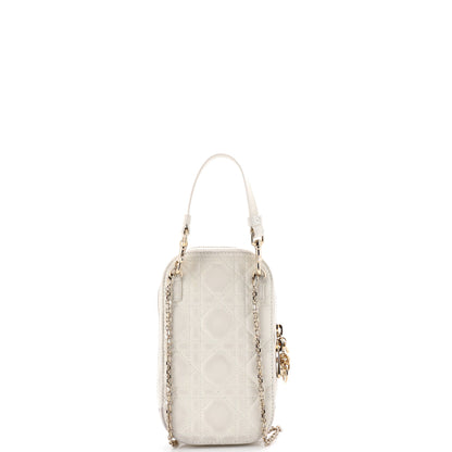 クリスチャン・ディオール レディ・ディオール チェーン付きフォンホルダー カナージュ キルト ラムスキン