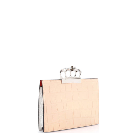 アレキサンダー・マックイーン フラットナックルクラッチ クロコダイルエンボスレザー ミディアム