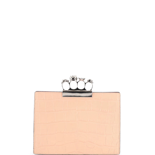 アレキサンダー・マックイーン フラットナックルクラッチ クロコダイルエンボスレザー ミディアム