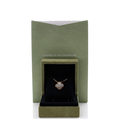 Van Cleef &amp; Arpels ヴィンテージ アルハンブラ ペンダント ネックレス 18K ローズゴールドとグレー マザー オブ パール