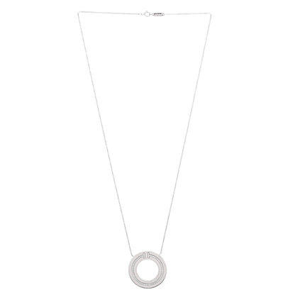 ティファニー Tサークルペンダントネックレス 18Kホワイトゴールド ダイヤモンド付き ラージ