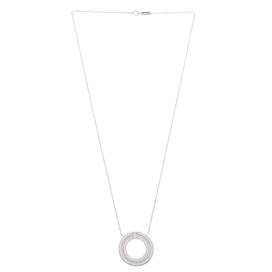 ティファニー Tサークルペンダントネックレス 18Kホワイトゴールド ダイヤモンド付き ラージ