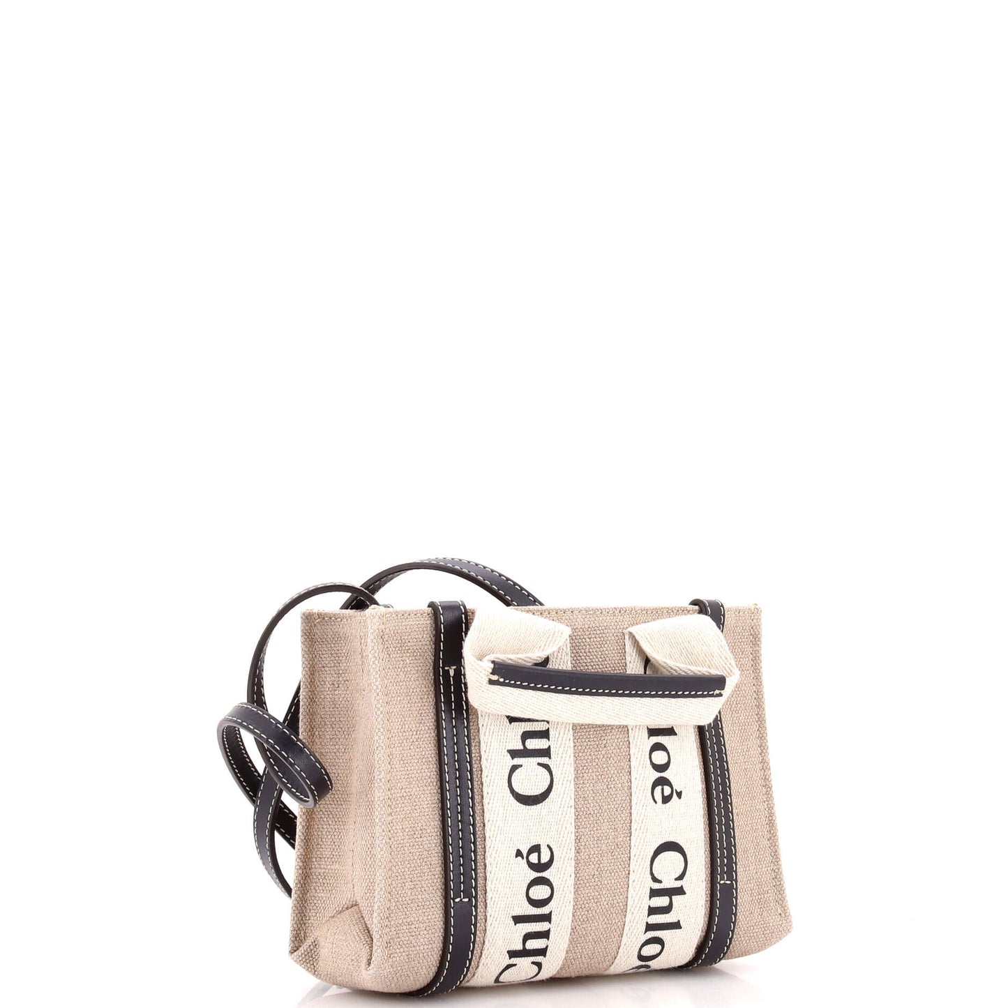 クロエ ウッディ コンバーチブル トート キャンバス レザー ミニ