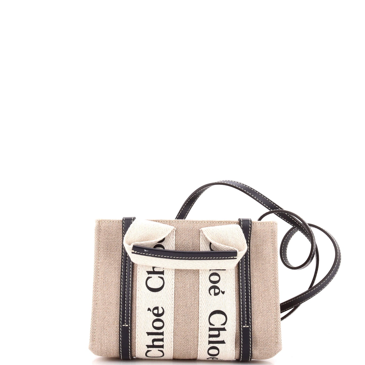 クロエ ウッディ コンバーチブル トート キャンバス レザー ミニ