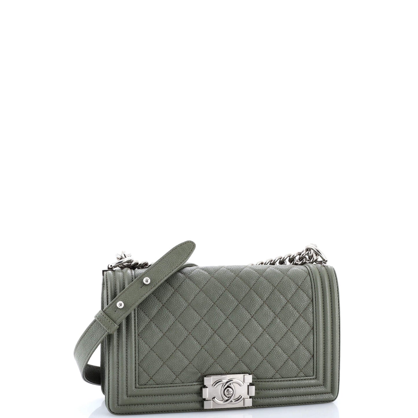 シャネル ボーイ フラップバッグ キルティング キャビア オールドミディアム