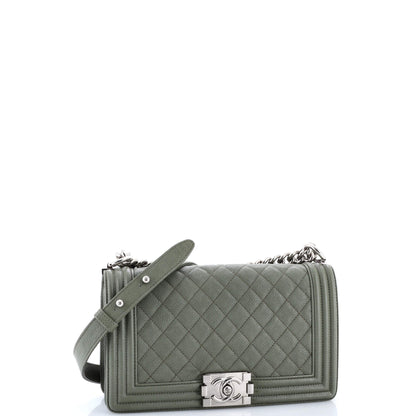 シャネル ボーイ フラップバッグ キルティング キャビア オールドミディアム