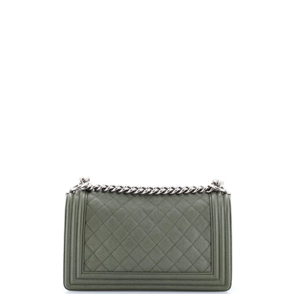 シャネル ボーイ フラップバッグ キルティング キャビア オールドミディアム