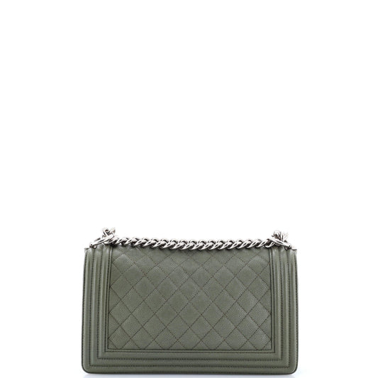 シャネル ボーイ フラップバッグ キルティング キャビア オールドミディアム