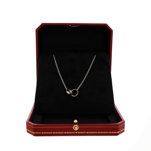 カルティエ ラブ インターロッキング ネックレス 18K ホワイトゴールド