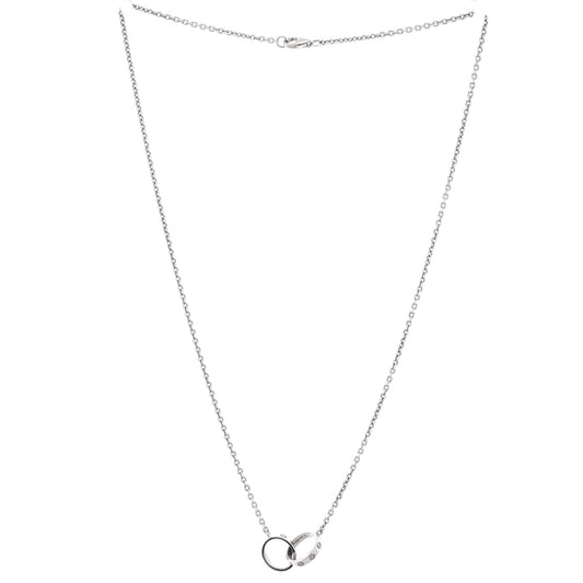 カルティエ ラブ インターロッキング ネックレス 18K ホワイトゴールド