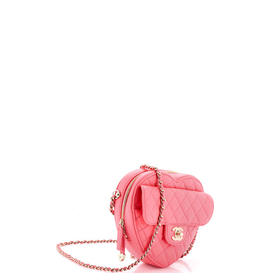 シャネル CC イン ラブ ハート バッグ キルティング ラムスキン