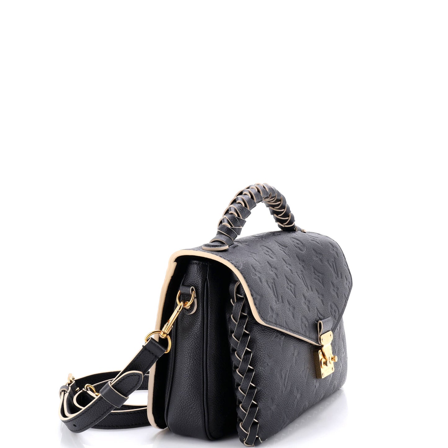 ルイ・フラグ 編み込みハンドル ポシェット メティス モノグラム アンプラント レザー