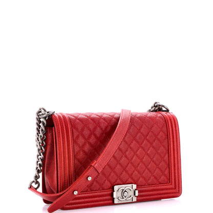 シャネル ボーイ フラップバッグ キルティング キャビア ニューミディアム