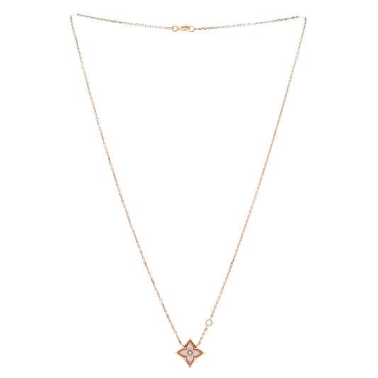 ルイ・ヴィトン カラー ブロッサム BB スター ペンダント ネックレス 18K ローズゴールド、ダイヤモンドとマザー オブ パール