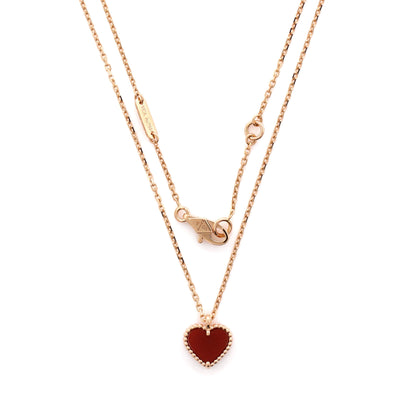 ヴァン クリーフ＆アーペル スウィート アルハンブラ ハート ペンダント ネックレス 18K ローズゴールドとカーネリアン