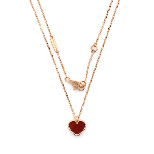 ヴァン クリーフ＆アーペル スウィート アルハンブラ ハート ペンダント ネックレス 18K ローズゴールドとカーネリアン