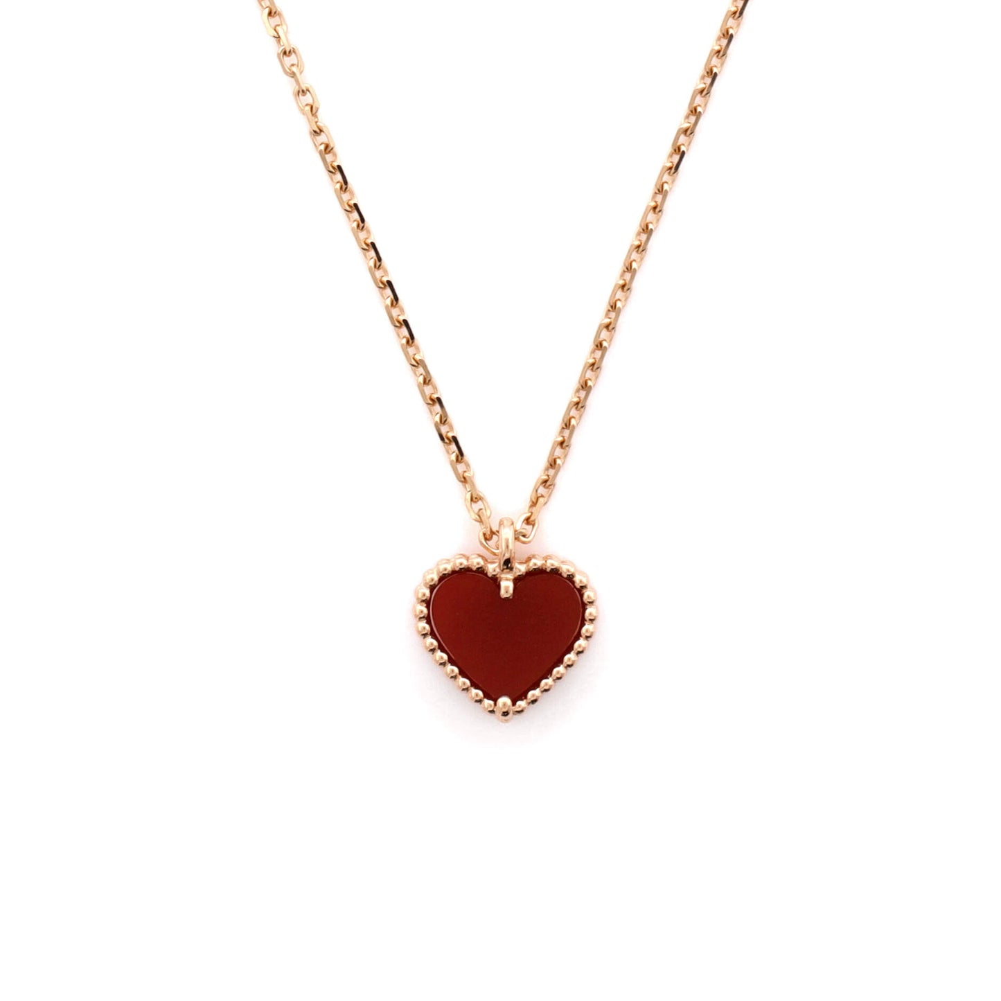 ヴァン クリーフ＆アーペル スウィート アルハンブラ ハート ペンダント ネックレス 18K ローズゴールドとカーネリアン