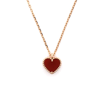 ヴァン クリーフ＆アーペル スウィート アルハンブラ ハート ペンダント ネックレス 18K ローズゴールドとカーネリアン