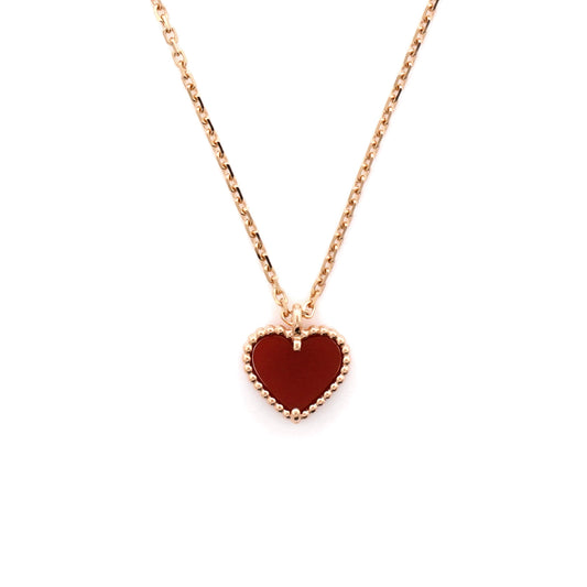 ヴァン クリーフ＆アーペル スウィート アルハンブラ ハート ペンダント ネックレス 18K ローズゴールドとカーネリアン