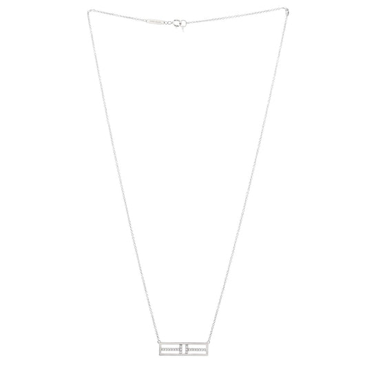 ティファニー T オープン ホリゾンタル バー ペンダント ネックレス 18K ホワイトゴールド ダイヤモンド