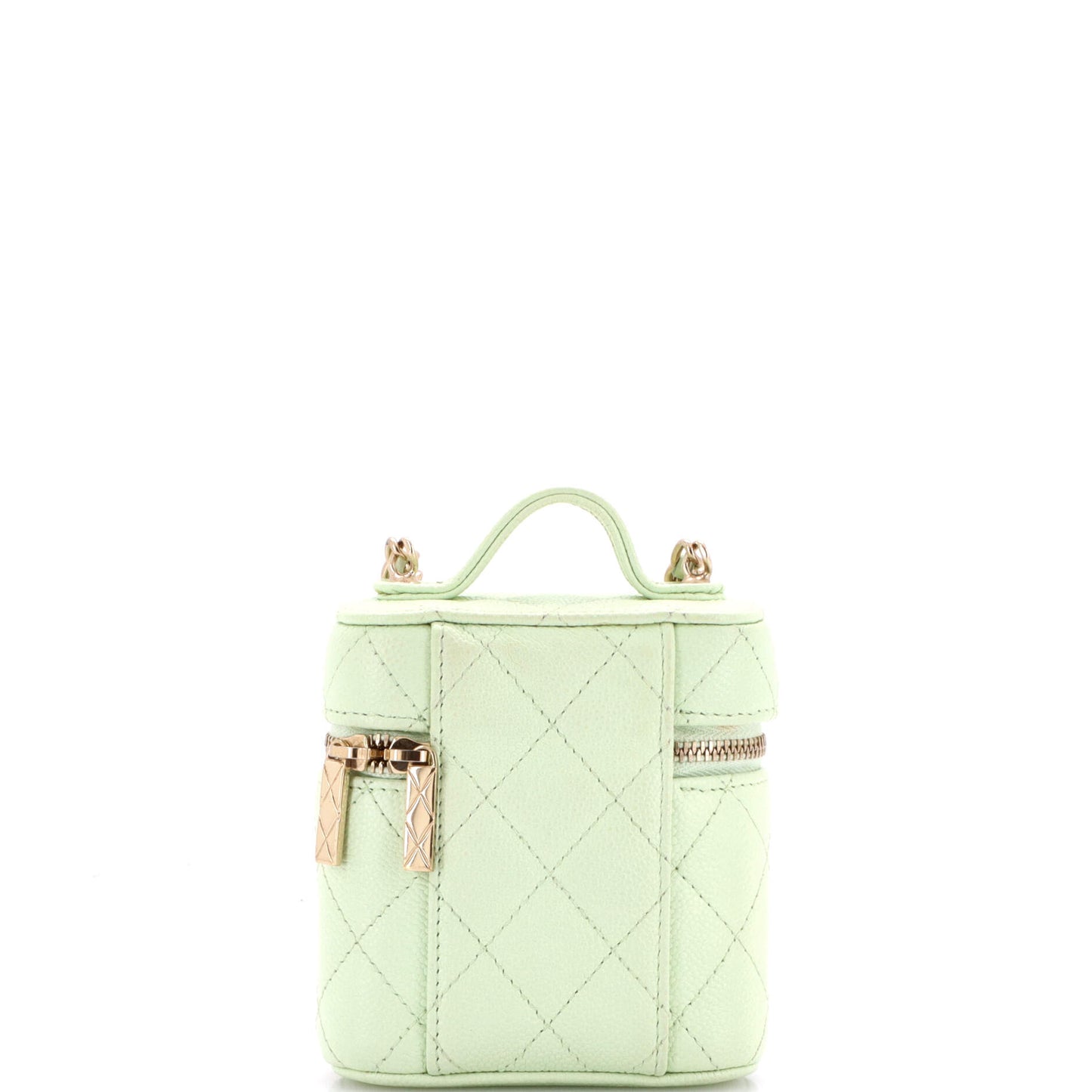 シャネル ハンドル ウィズ ケア バニティケース チェーン付き キルティング キャビア