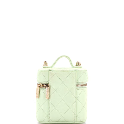 シャネル ハンドル ウィズ ケア バニティケース チェーン付き キルティング キャビア