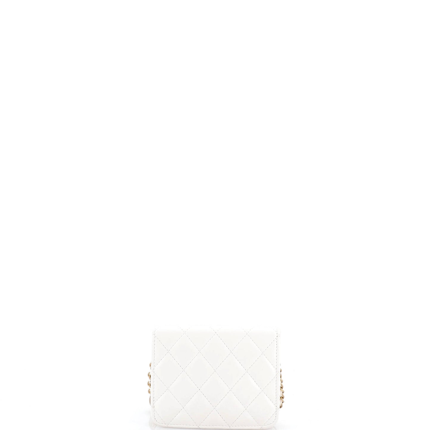 シャネル パール クラッシュ フラップ クラッチ チェーン付き キルティング ラムスキン ミニ