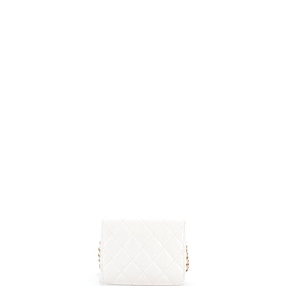 シャネル パール クラッシュ フラップ クラッチ チェーン付き キルティング ラムスキン ミニ