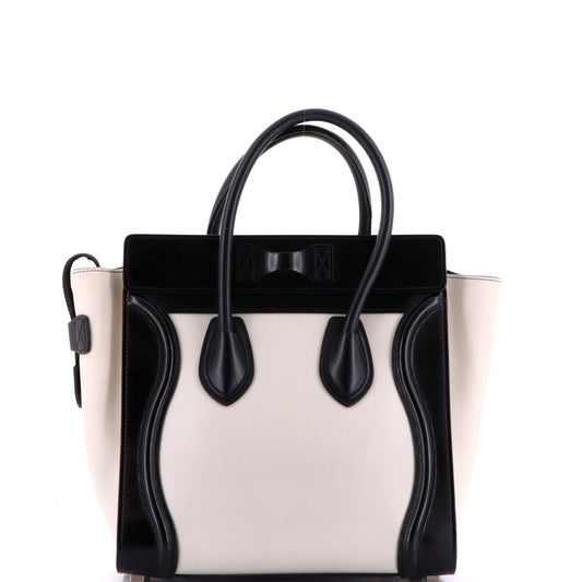 セリーヌ バイカラーラゲッジバッグ リザード＆レザー マイクロ