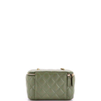 シャネル パール クラッシュ バニティケース チェーン付き キルティング ラムスキン スモール