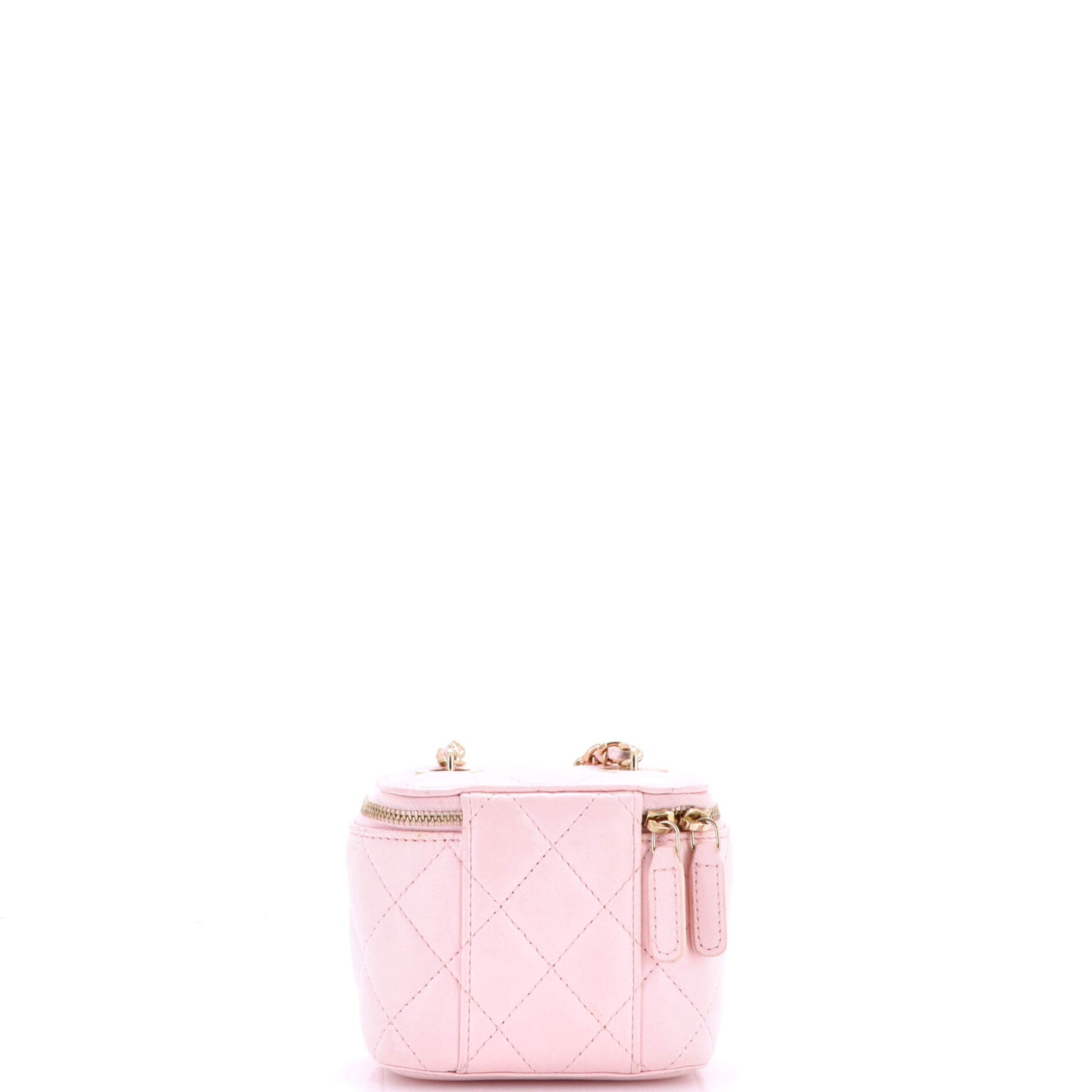 シャネル パールチェーン付きバニティケース キルティング ラムスキン ミニ