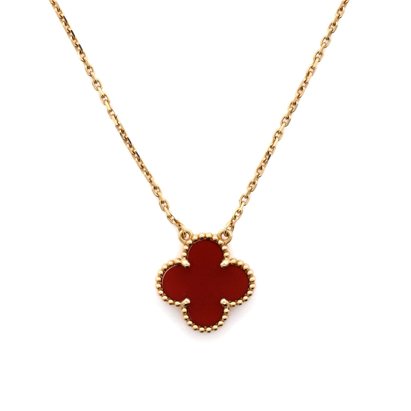 ヴァン クリーフ＆アーペル ヴィンテージ アルハンブラ ペンダントネックレス 18Kイエローゴールド＆カーネリアン
