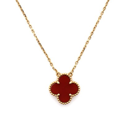 ヴァン クリーフ＆アーペル ヴィンテージ アルハンブラ ペンダントネックレス 18Kイエローゴールド＆カーネリアン