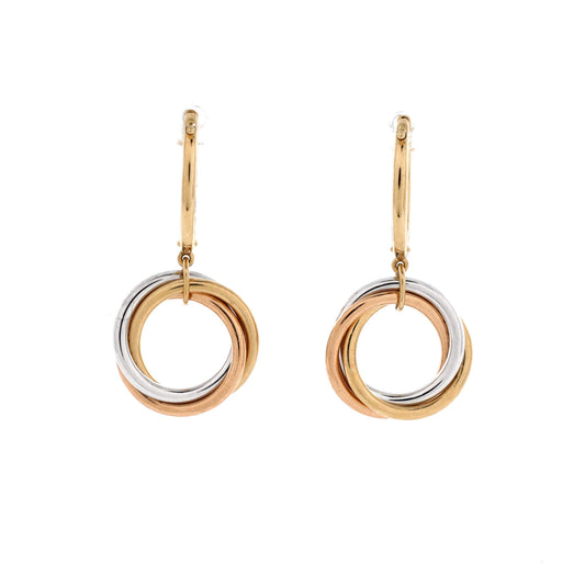 カルティエ トリニティ フープ ダングル ピアス 18K トリコロールゴールド ダイヤモンド
