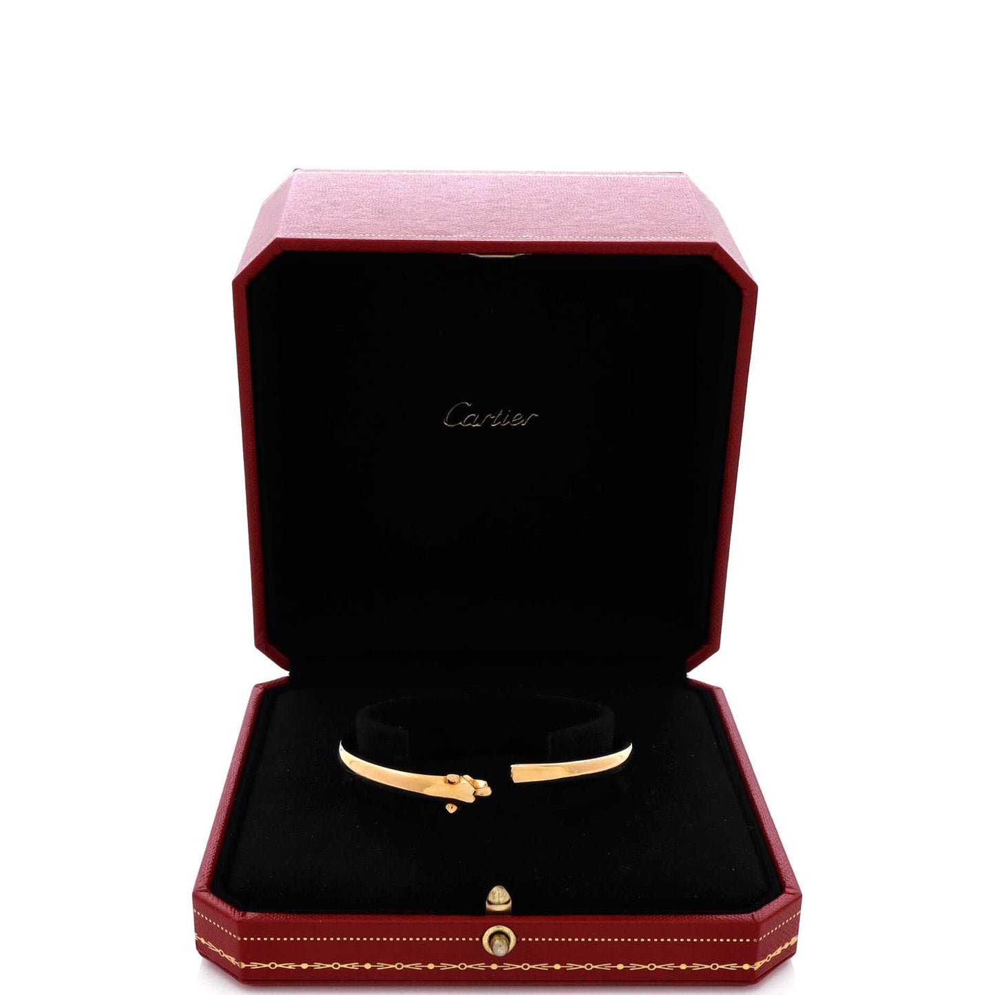 カルティエ パンテール ドゥ カルティエ オープンカフブレスレット 18Kイエローゴールド、オニキス、ツァボライト