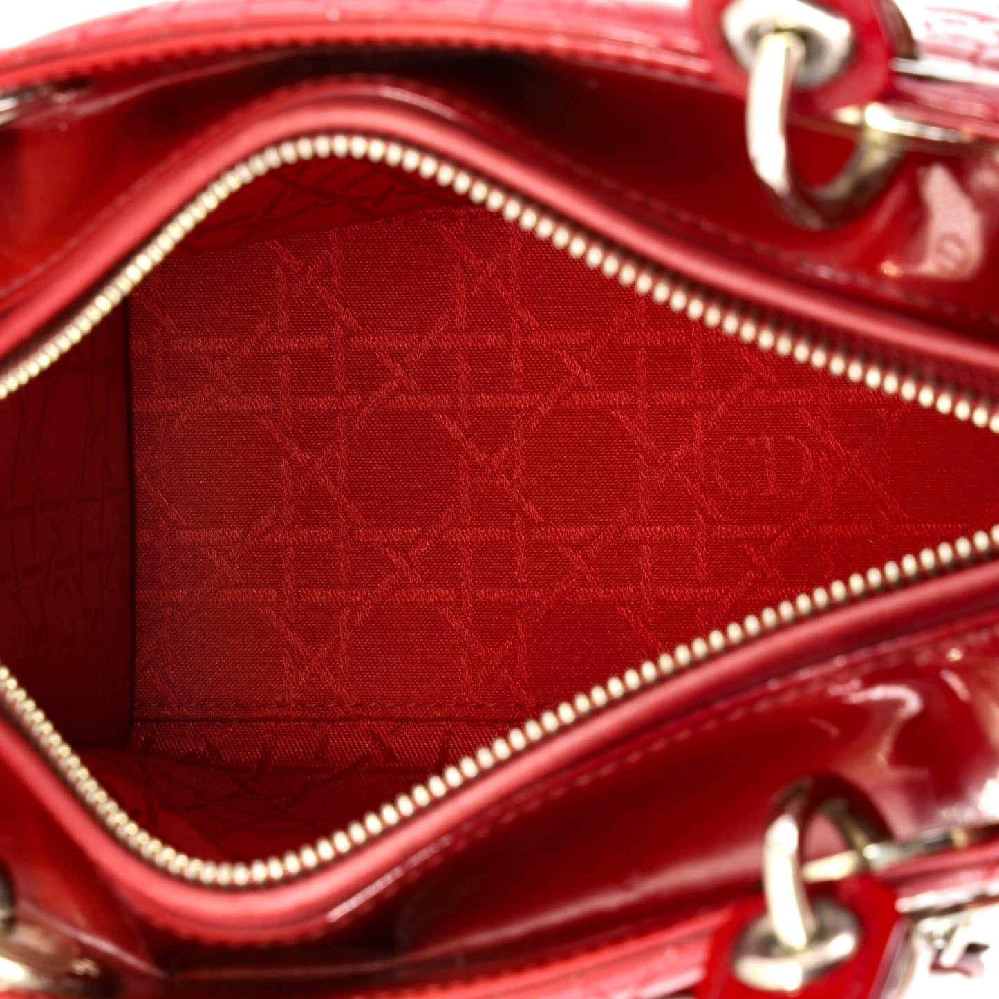 Christian Dior Lady Dior Cannage Quilted Enamel Medium Bag
