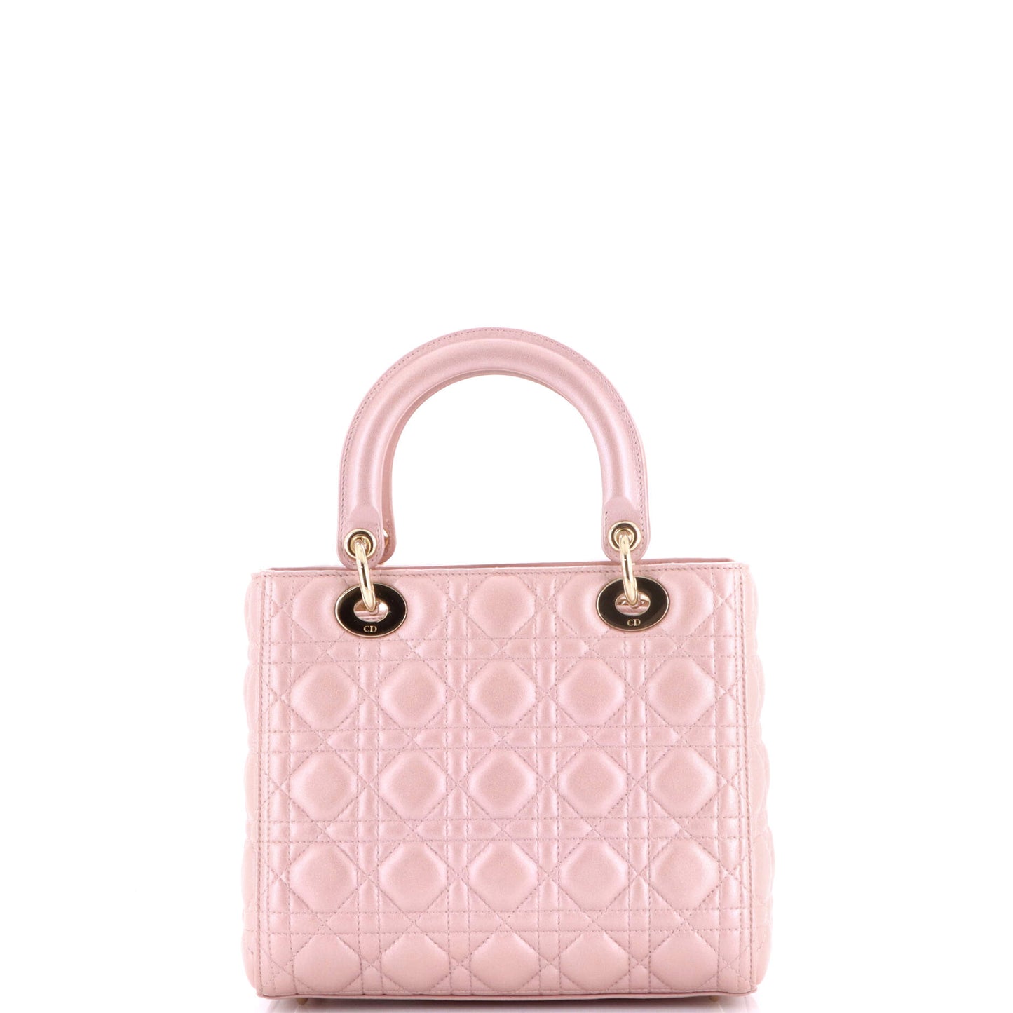 Christian Dior Lady Dior Cannage Quilted Metallic Leather Medium Bag