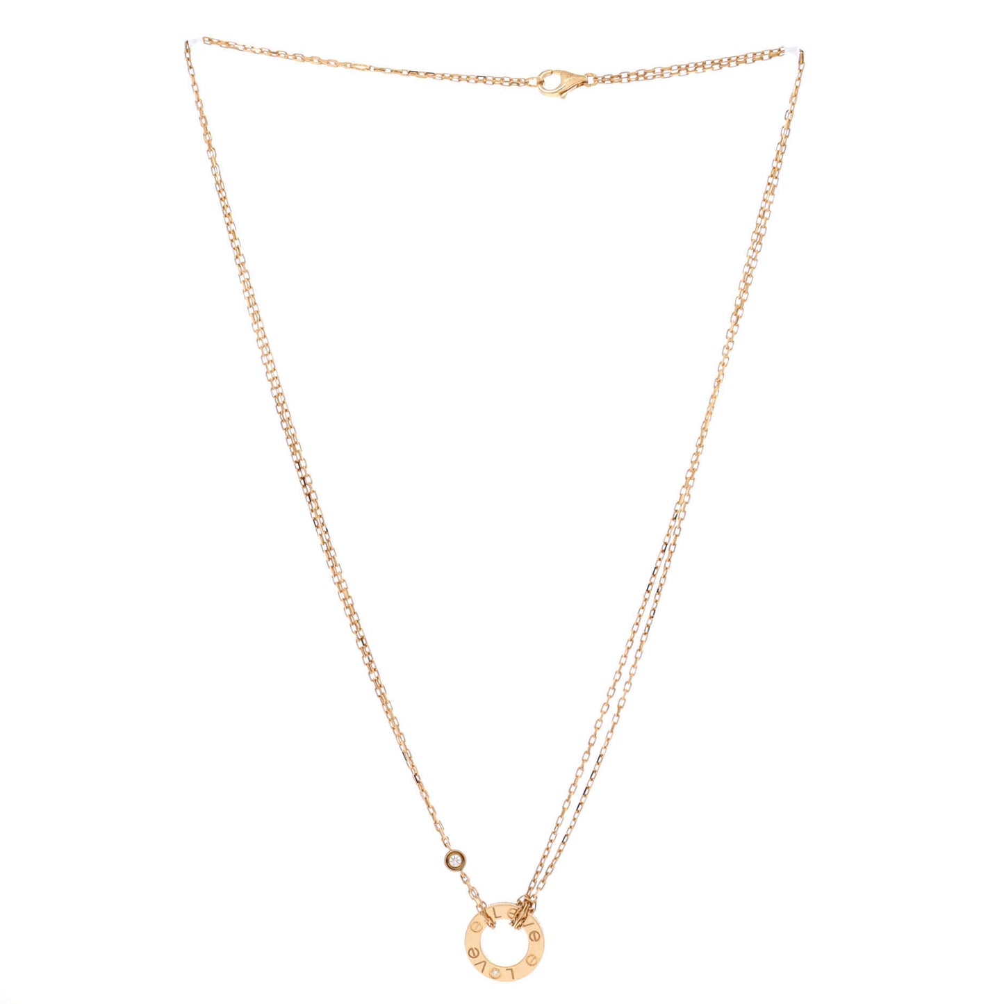 カルティエ 2ダイヤモンド ラブペンダントネックレス 18Kイエローゴールド＆ダイヤモンド