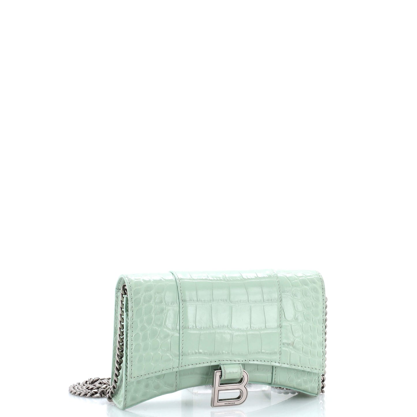バレンシアガ アワーグラス チェーンウォレット クロコダイルエンボスレザー