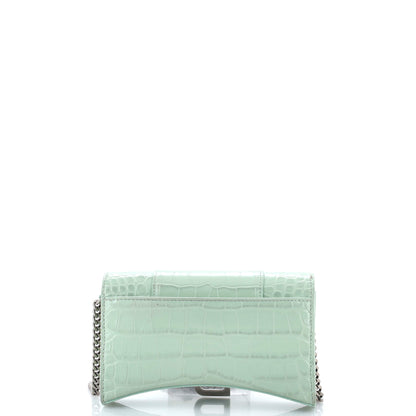 バレンシアガ アワーグラス チェーンウォレット クロコダイルエンボスレザー