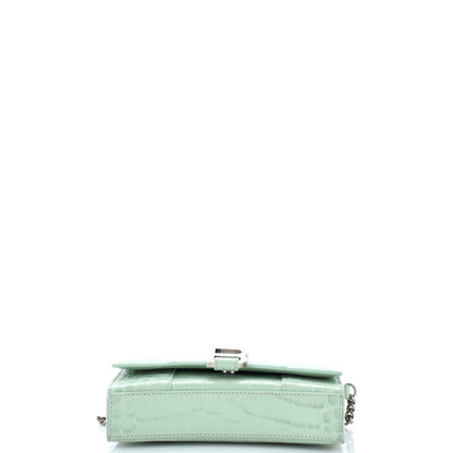 バレンシアガ アワーグラス チェーンウォレット クロコダイルエンボスレザー