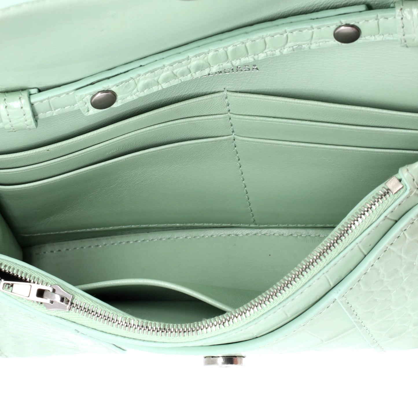 バレンシアガ アワーグラス チェーンウォレット クロコダイルエンボスレザー