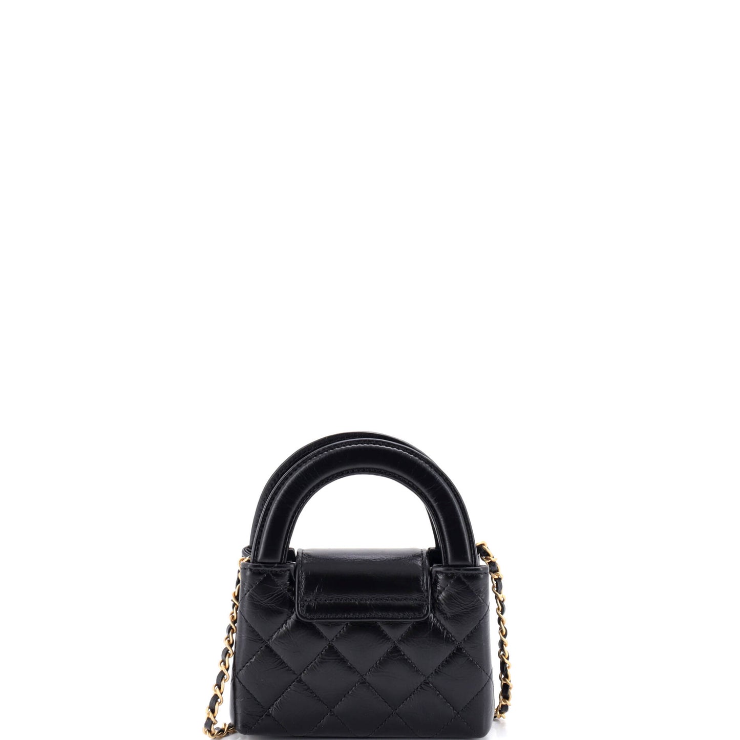 Chanel Kelly Top Handle Shopping Bag in Quilted Shiny Aged Calfskin Nano