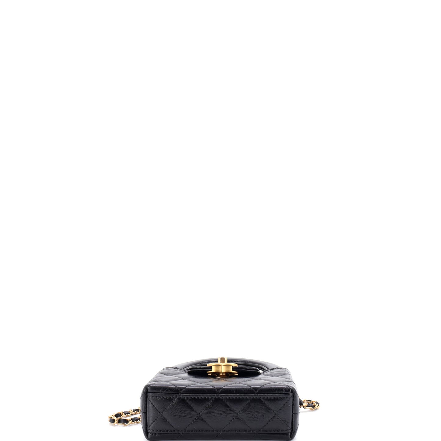 Chanel Kelly Top Handle Shopping Bag in Quilted Shiny Aged Calfskin Nano