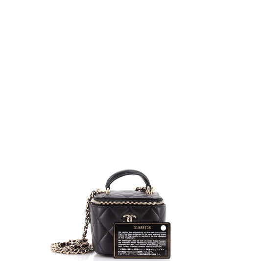 Chanel Classic Top Handle Vanity Case with Chain, Quilted Lambskin, Mini
